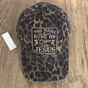 Leopard Print Cap with Coffee and Jesus Patch